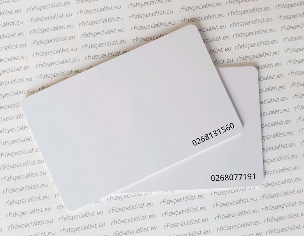 White 125 kHz RFID cards with a chip ID number | Rfidspecialist.eu